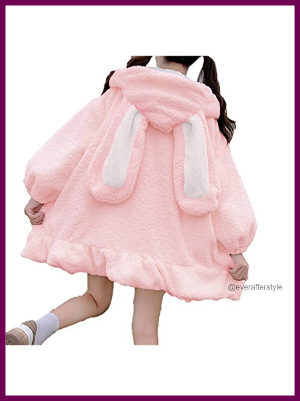 Oversized Bunny Ear Hoodie Fuzzy Fluffy Cosplay Sweater 100% Polyester